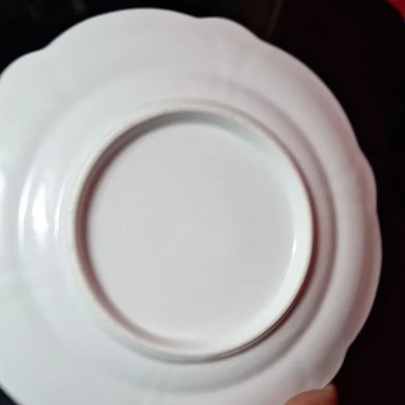 Vintage Scalloped Bone China Plates - Pink Rose Garland & Gold Rim - Set of 6 - Picture 3 of 15